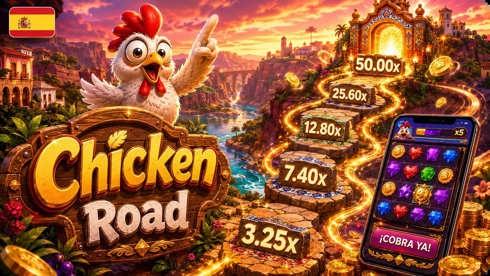 Chicken Road casino con pantalla móvil y multiplicadores visibles
